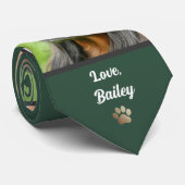 Best Dog Dad Ever Forest Green Custom Pet Photo Krawatte (Gerollt)