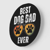 BEST DOG DAD EVER GROßE WANDUHR (Winkel)