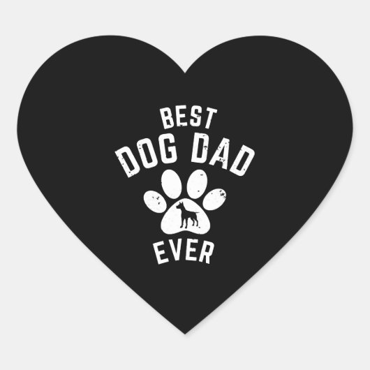BEST DOG DAD EVER Herz-Aufkleber (Vorderseite)