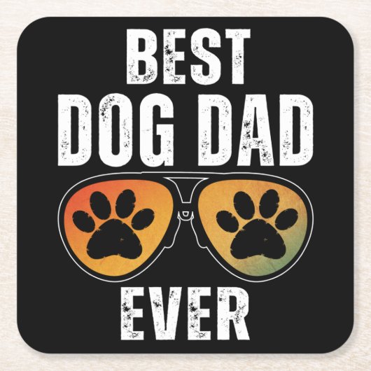 BEST DOG DAD EVER RECHTECKIGER PAPPUNTERSETZER (Vorderseite)