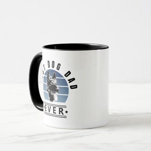 Best Dog Dad Ever Retro Sunset Tasse (Vorderseite Links)