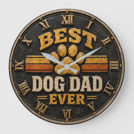 Best Dog Dad Ever Vintage Paw Print Große Wanduhr