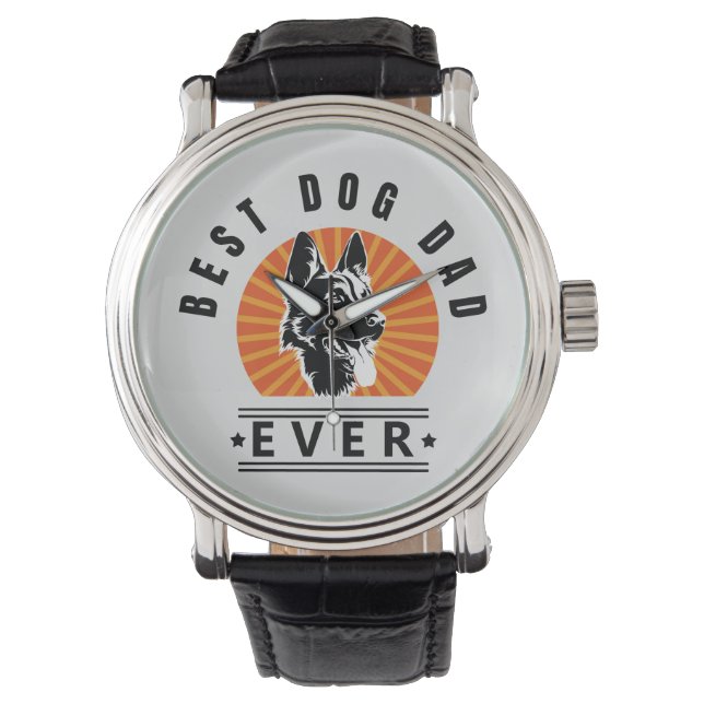 Best Dog Dad Ever Vintage Sunburst Watch Armbanduhr (Vorderseite)