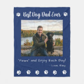 Best Dog Dad Paws Blue Pet Photo Fleecedecke (Vorderseite)