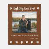 Best Dog Dad Paws Brown Pet Photo Fleecedecke (Vorderseite)