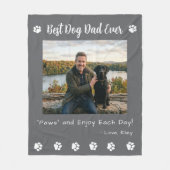 Best Dog Dad Paws Gray Pet Photo Fleecedecke (Vorderseite)