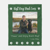Best Dog Dad Paws Green Pet Photo Fleecedecke (Vorderseite)