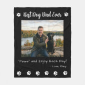 Best Dog Dad Paws Pet Black Photo Fleecedecke (Vorderseite)