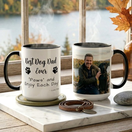 Best Dog Dad Paws Pet Photo Coffee Tasse