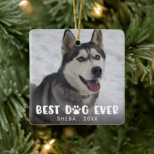BEST DOG EVENT Paw Print Personalisiert Foto Keramikornament