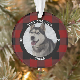 BEST DOG JE Red Kariert Personalisiert Ornament
