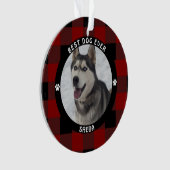 BEST DOG JE Red Kariert Personalisiert Ornament (Vorderseite)