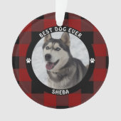 BEST DOG JE Red Kariert Personalisiert Ornament (Vorderseite)