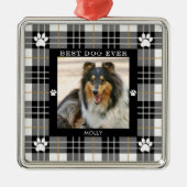 BEST DOG JE Schwarz-weiß Tan Kariert Ornament Aus Metall (Vorne)