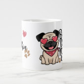 "Best Dog Mama Ever" Persinalize Mops Illustration Jumbo-Tasse (Vorderseite)