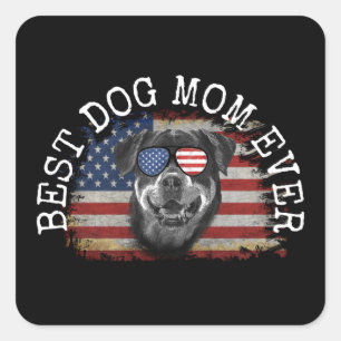 BEST DOG MAMA JE QUADRATISCHER AUFKLEBER