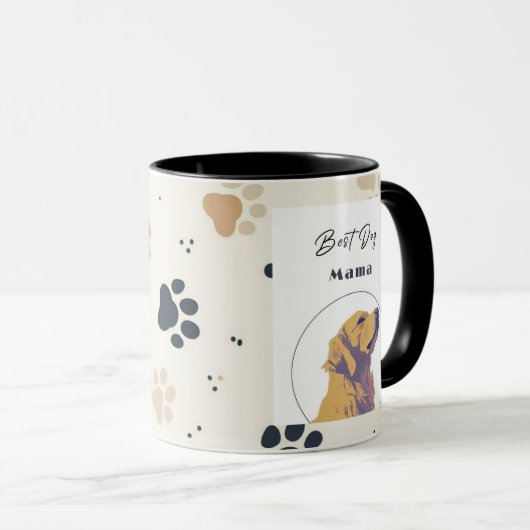 Best Dog Mama Mug – Cute Yellow Dog Illustration | Tasse (VorderseiteRechts)