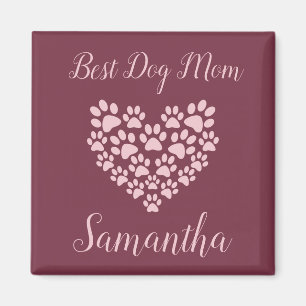 Best Dog Mama Personalisiert Magnet Maroon