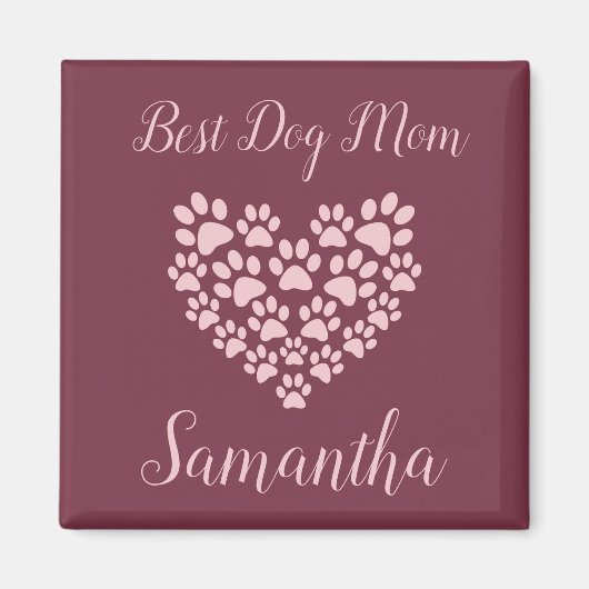 Best Dog Mama Personalisiert Magnet Maroon (Vorne)