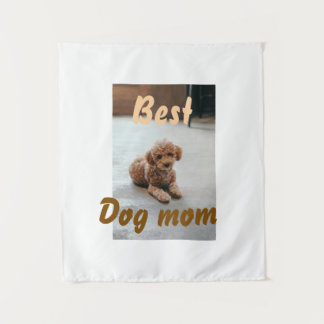 Best dog mom brown puddle pet dog cat mothers day  wandteppich
