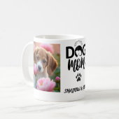 Best Dog Mom | Custom Two Photo Paw Print Pet Love Kaffeetasse (Vorderseite Links)