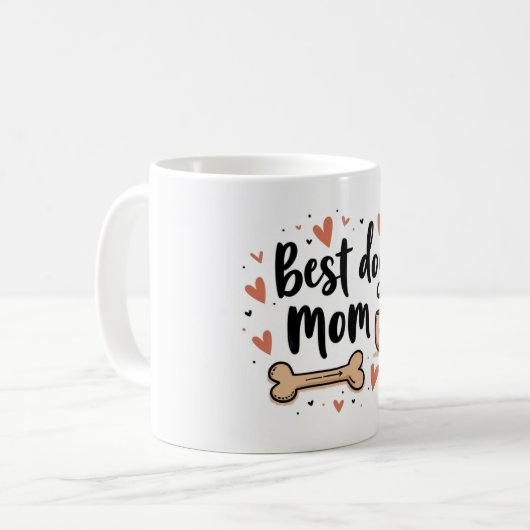 Best Dog Mom Ever – 11 oz Mug with Dog Bone Kaffeetasse (Vorderseite Links)