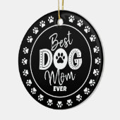 Best Dog Mom Ever Custom Photo Black White Type Keramik Ornament (Links)