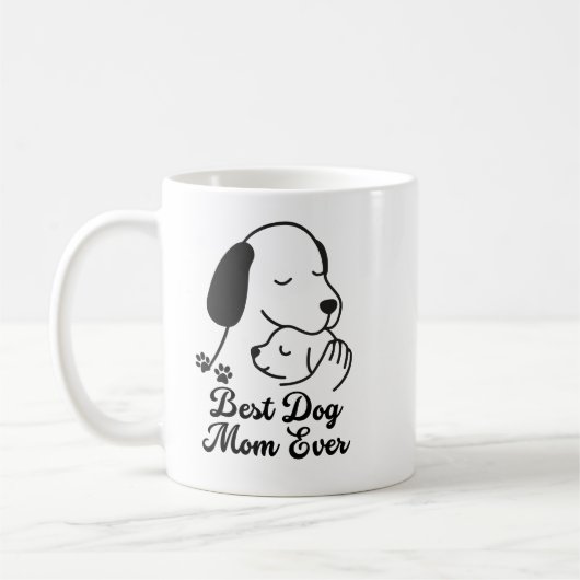 Best Dog Mom Ever Cute Puppy Design Kaffeetasse (Links)