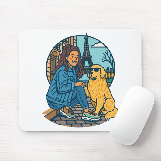 Best Dog Mom Ever in Paris Mousepad (Mit Mouse)