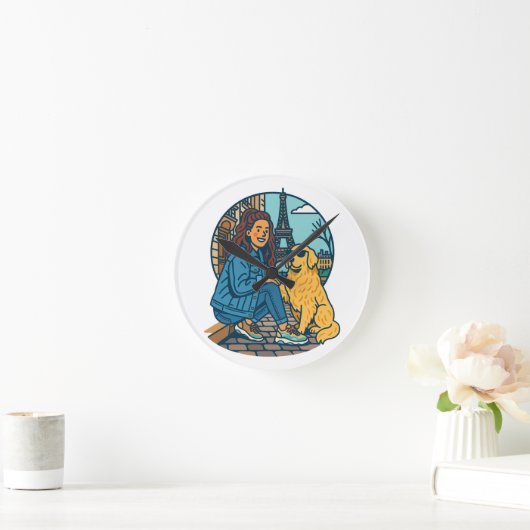 Best Dog Mom Ever in Paris Runde Wanduhr (Zuhause)