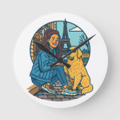 Best Dog Mom Ever in Paris Runde Wanduhr (Vorderseite)