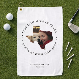 Best Dog Mom in Texas Personalized Photo Golfhandtuch
