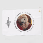 Best Dog Mom in Texas Personalized Photo Golfhandtuch (Horizontal)