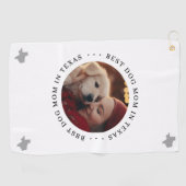 Best Dog Mom in Texas Personalized Photo Golfhandtuch (Horizontal)