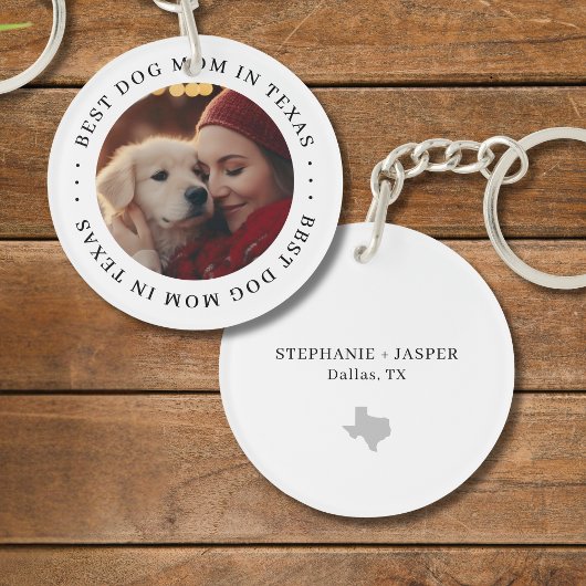 Best Dog Mom in Texas Personalized Photo Schlüsselanhänger