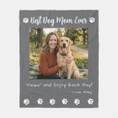 Best Dog Mom Paws Gray Pet Photo Fleecedecke (Vorderseite)