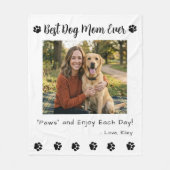 Best Dog Mom Paws Pet White Photo Fleecedecke (Vorderseite)