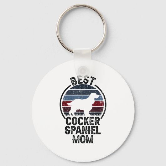 Best Dog Mutter Mama - Vintag Cocker Spaniel Schlüsselanhänger (Vorderseite)