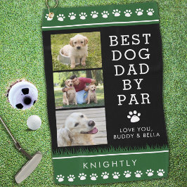 BEST DOG VATER BY PAR 3 Foto Paw Prints Golfhandtuch