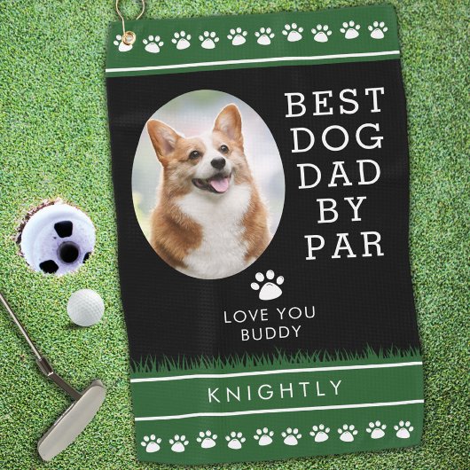 BEST DOG VATER BY PAR Foto Paw Prints Personalisie Golfhandtuch