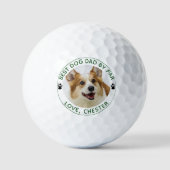 BEST DOG VATER BY PAR Paw Prints Green Personalisi Golfball (Vorderseite)