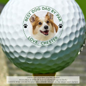 BEST DOG VATER BY PAR Paw Prints Green Personalisi Golfball