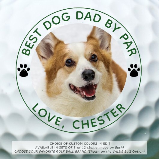 BEST DOG VATER BY PAR Paw Prints Green Personalisi Golfball