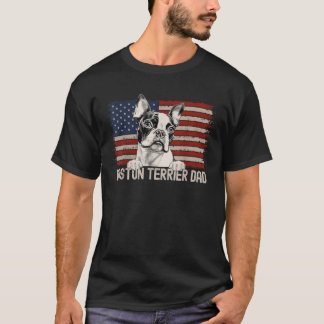 Best Dog Vater Ever American Flag Boston Terrier V T-Shirt