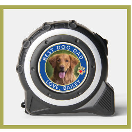 Best Dog Vater Foto Paw Prints Blue Maßband