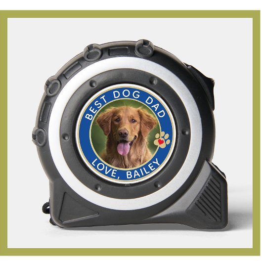 Best Dog Vater Foto Paw Prints Blue Maßband