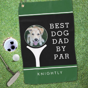 BEST DOG VATER PAR Foto Personalisiert Schwarz Grü Golfhandtuch