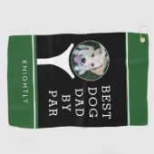 BEST DOG VATER PAR Foto Personalisiert Schwarz Grü Golfhandtuch (Horizontal)