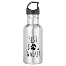 'Best Dog Walker' Playful Paw Print Pet Caregiver  Edelstahlflasche
