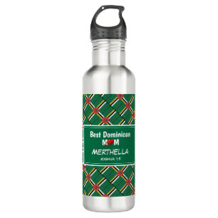 BEST DOMINICAN MAMA Dominica Flag Personalisiert Edelstahlflasche